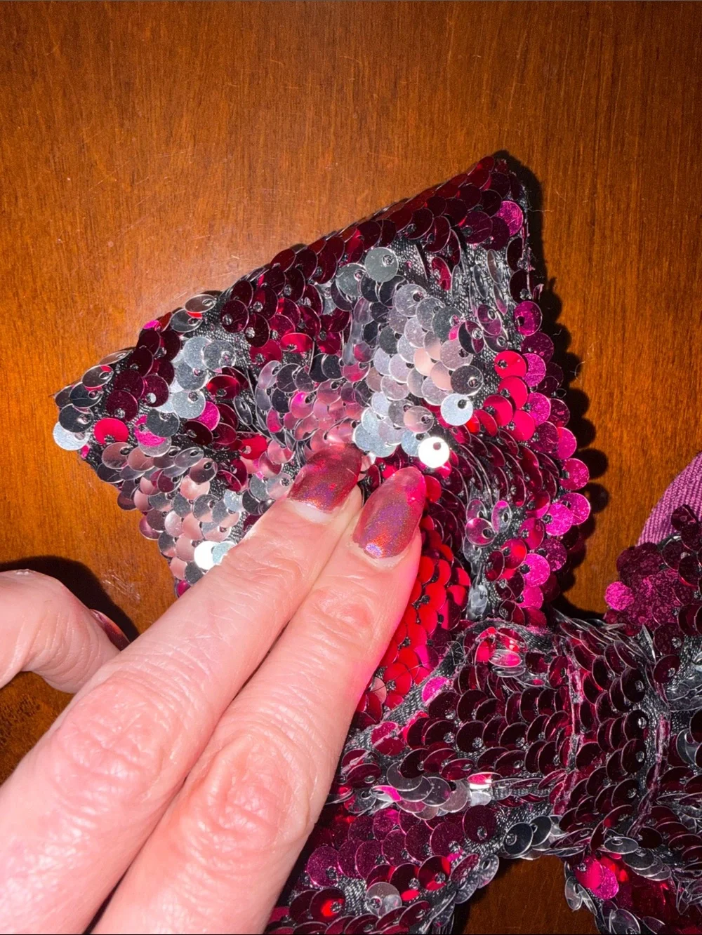 Sparkling Fuchsia Sequin Hair Bow for Kids
